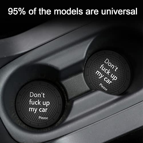 8sanlione 2PCS 2.75 Inch PVC Car Cup Holder Coasters, D Black - Product Imagery