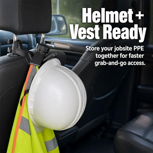 2 Pcs Hard Hat Holder for Truck Seat - 3-Second Install Headrest - Product Imagery