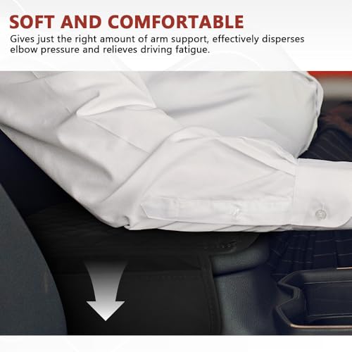 Car Center Console Cover, 12"×7.87" Armrest Cushion Pad (Black) - Product Imagery