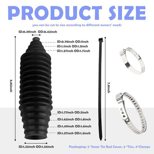 Tie Rod Boot Kit with Pinion Bellow Cable Ties and - Product Imagery