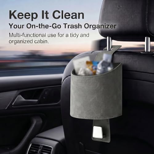 Car Seat Back Cup Holder Organizer, Faux Leather Suede 2 in 1 - Product Imagery