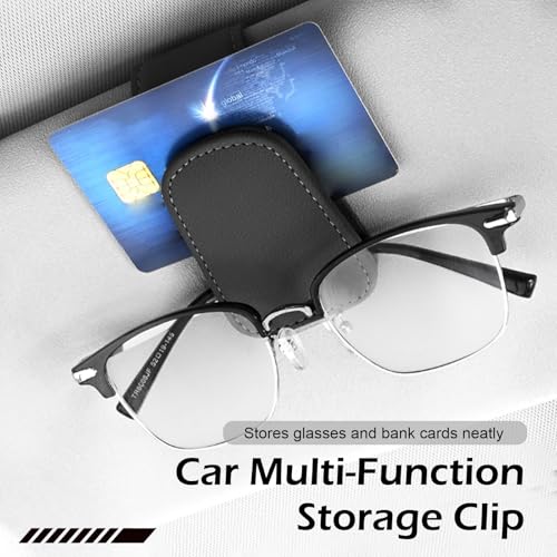 2PCS Sunglasses Holder for Car Sun Visor, Magnetic Leather - Product Imagery