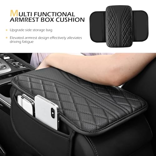 Car Center Console Cover, Leather Vehicle Armrest Protector - Product Imagery