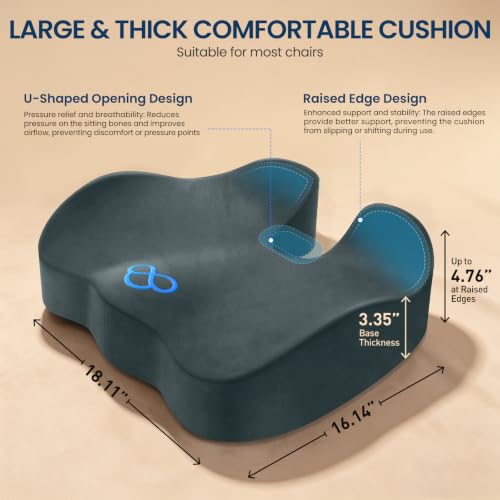 BlissTrends Memory Foam Seat Cushion for Office Chair & Car - Product Imagery