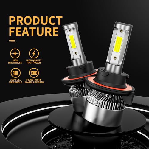 𝖧𝟣𝟥/𝟫𝟢𝟢𝟪 Bulbs 6500K Cool White 60000LM 900% Brighter, - Product Imagery
