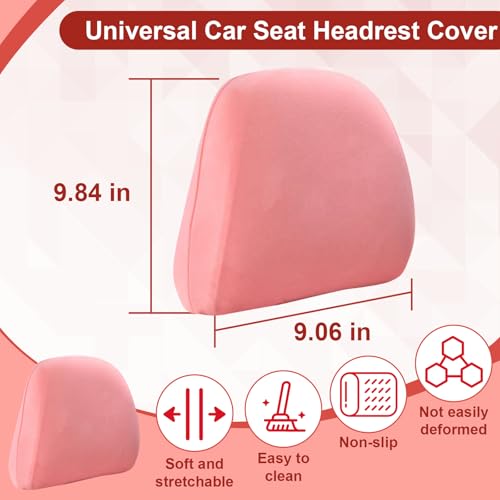 BFXM 2Pcs Car Seat Headrest Cover, Pink Flexible Car Headrest - Product Imagery