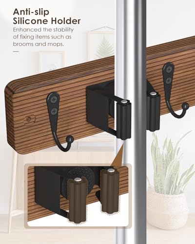 Broom Holder Wall Mount, 4 Holders 4 Hooks Mop and Broom - Product Imagery