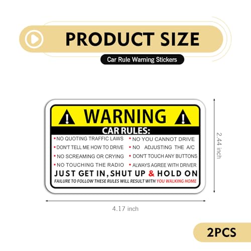 WZP 2PCS Car Safety Warning Rules Stickers, Funny Vinyl Bumper - Product Imagery