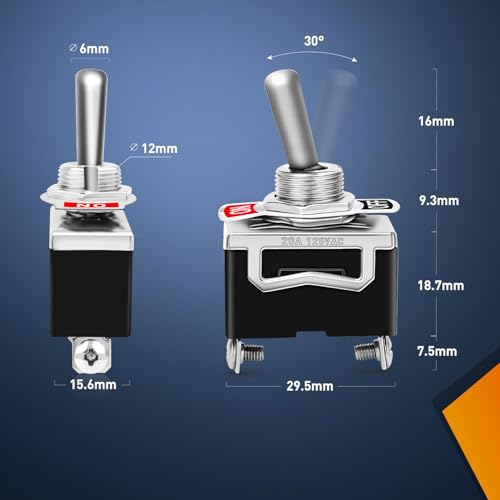 Nilight 90012E Heavy Duty Rocker Toggle 15A 250V 20A 125V SPST - Product Imagery