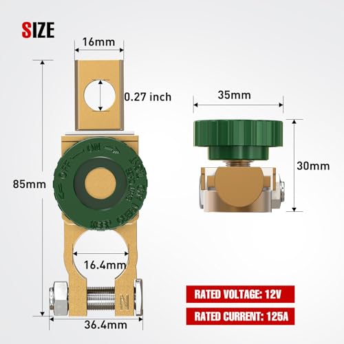 Nilight 12V Battery Disconnect Switch Top Post Master Shut Off - Product Imagery