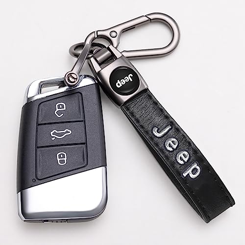 Genuine Leather Car Key Chain Compatible with Jeep Keychain Key - Product Imagery