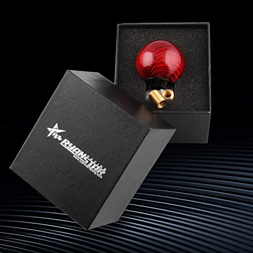 RYANSTAR Carbon Fiber Shift Knob with 3 Adapters Round Ball Red - Product Imagery