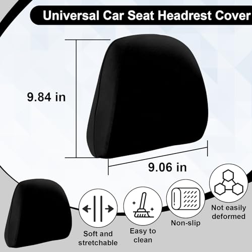 BFXM 2Pcs Car Seat Headrest Cover, Black Flexible Car Headrest - Product Imagery
