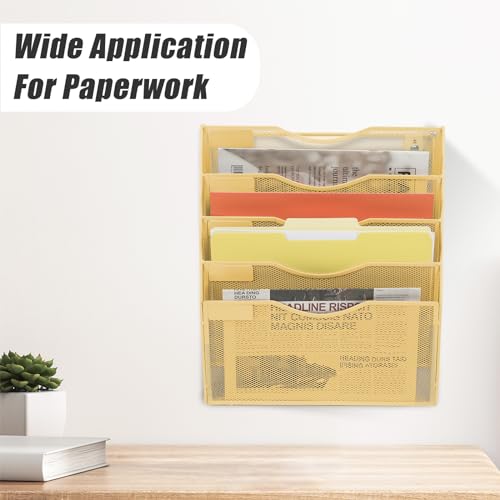 EASEPRES 5 Pocket Mesh Hanging Wall File Organizer, Wall Mounted - Product Imagery