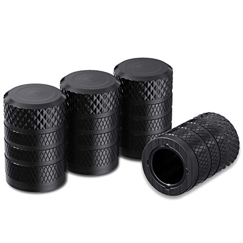 CKAuto Tire Valve Stem Caps, Aluminum Black, 4 pcs/Pack - Product Imagery