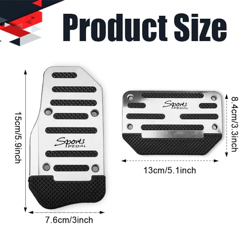 2PCS Non-Slip Car Pedal Covers, Premium Aluminum Alloy Gas and - Product Imagery