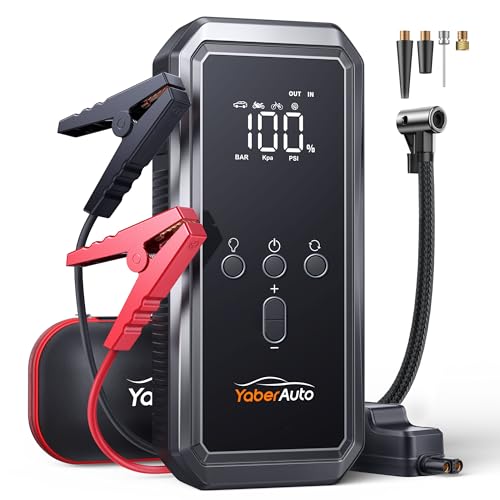 YaberAuto 9-in-1 6000A 150PSI Jump Starter with Air Compressor - Product Imagery