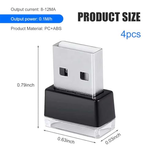 4 PCS USB LED Car Interior Atmosphere Lamp, Plug-in Auto Ambient - Product Imagery