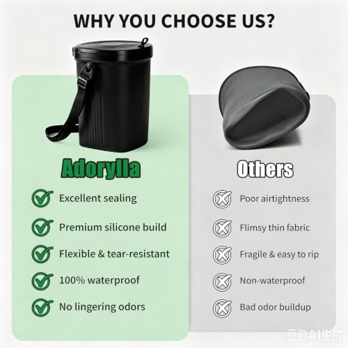 Trash Can for Car with Lid, Leakproof & 100% Silicone Can, 2 - Product Imagery