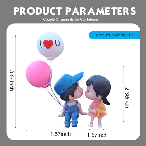 2 PCS Car Couple Dashboard Decorations, Kiss Cartoon Couple - Product Imagery