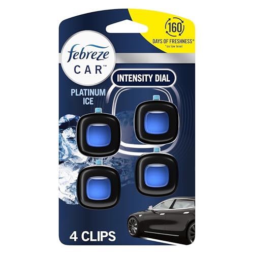 Febreze Car Air Freshener Vent Clip Platinum Ice Scent, .07 oz. - Product Imagery