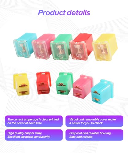 10PCS Automotive Fuses,Car Accessories Universal 20A 30A 40A 50A - Product Imagery