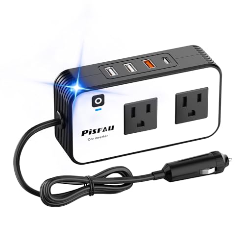 PiSFAU 200W Car Power Inverter - DC 12V to 110V AC Car Plug - Product Imagery