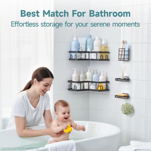 Veken Large Capacity Corner Shower Caddy 5-Pack, Advanced - Product Imagery