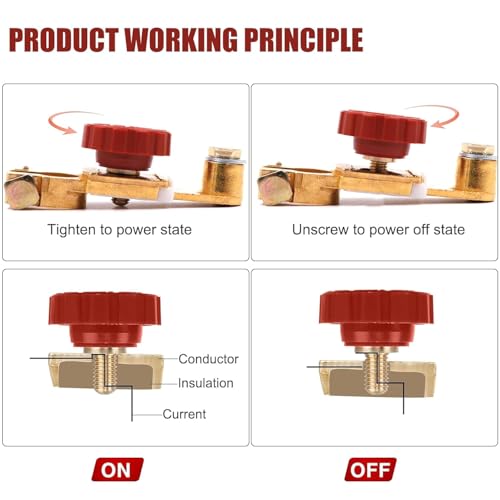 Top Post Battery Disconnect Switch, 12V/125A, Red - Product Imagery