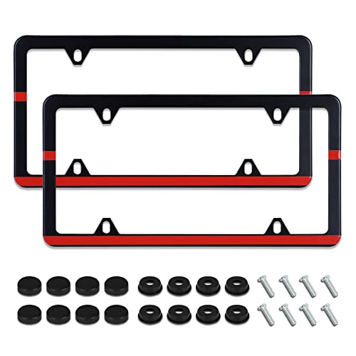 Thin Red Line License Plate Frame Firefighter License Plate - Product Imagery