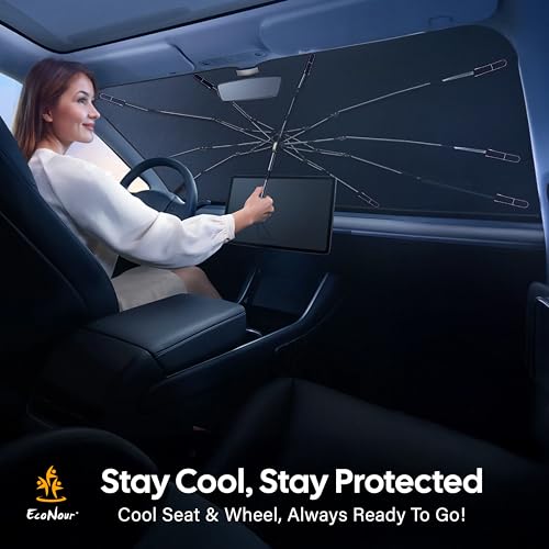 Econour Windshields Sun Shade for Car, Foldable Car Sunshade & - Product Imagery