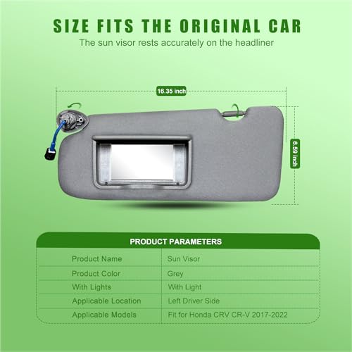 Left Driver Side Sun Visor for Honda CRV 2017 2018 2019 2020 - Product Imagery