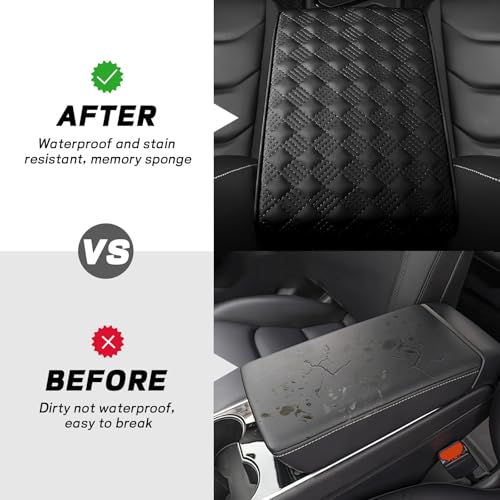 Car Armrest Cushion, 12.2"x8.3" Memory Foam Console Pad (Black) - Product Imagery