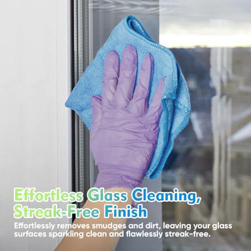 HOMEXCEL Blue Microfiber Cleaning Cloth 6 Pack 12.5 x 12.5 inch - Product Imagery