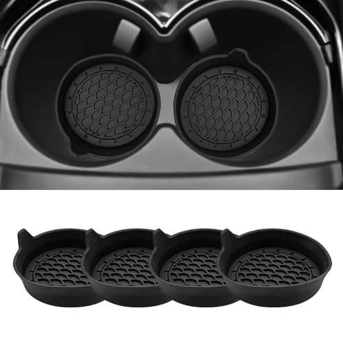 4-Pack Universal Cup Holder Coasters, Black Silicone Inserts - - Product Imagery