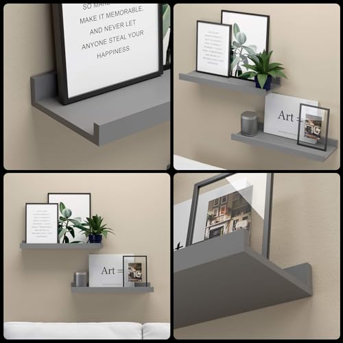 Boswillon Floating Shelves Set of 2, Small Wall Shelf with Lip, - Product Imagery