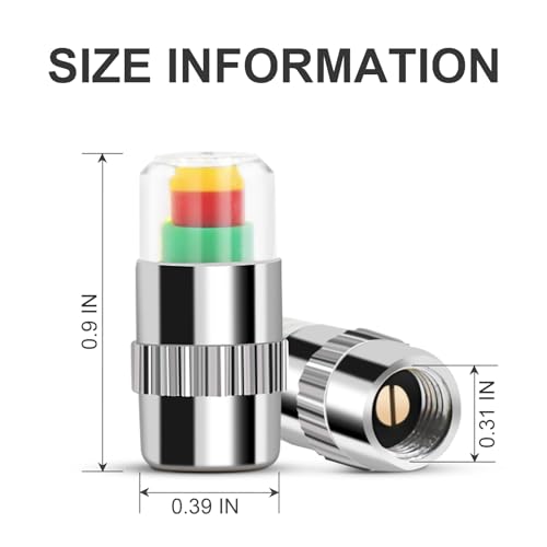 8Pcs Tire Valve Stem Caps, 2.4Bar 35PSI Car Tire Pressure - Product Imagery