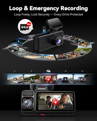 REDTIGER F17 4K 3CH Dash Cam, STARVIS 2 Sensor HDR, 64GB Card, - Product Imagery