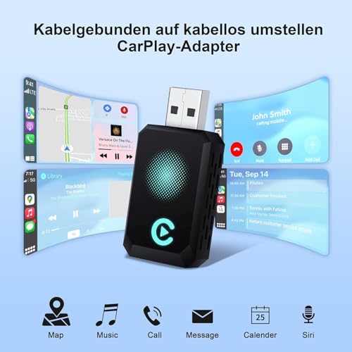Wireless Carplay Adapter, Convert Wired to Wireless CarPlay, - Product Imagery