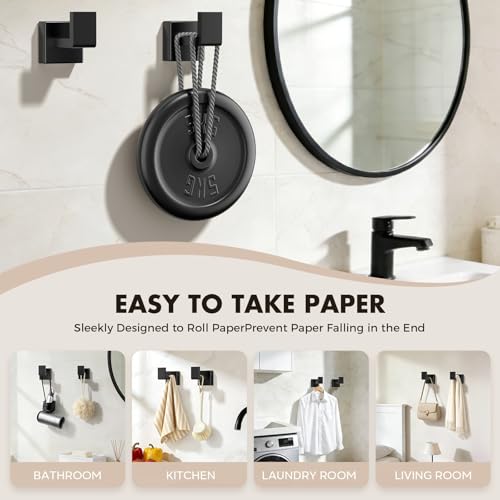 5-Pieces Matte Black Bathroom Accessories Set, 16 Inch Bath - Product Imagery