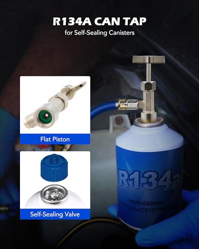 OMT R134a Self-Sealing Can Tap Valve with Tank Adapter and - Product Imagery
