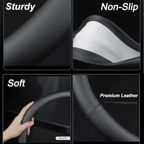 D-Shaped Car Steering Wheel Cover for Volkswagen VW Atlas Tiguan - Product Imagery