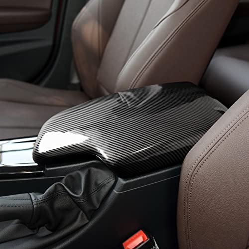 Car Armrest Cover Lid Storage Box Carbon Color ABS Trim fits for - Product Imagery