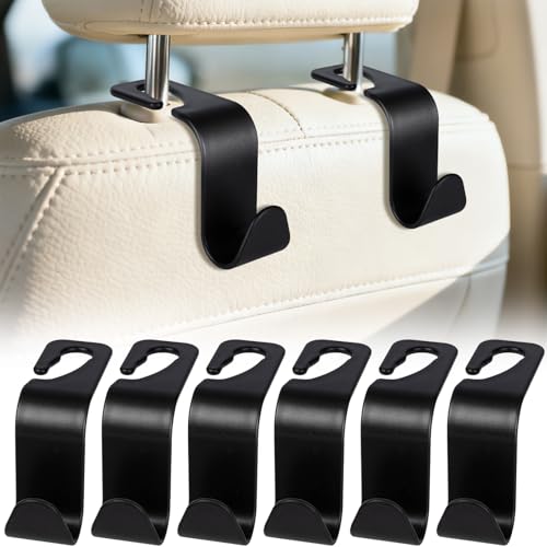 BFXM 6 Pack Car Seat Headrest Hooks,Car Accessories Black - Product Imagery