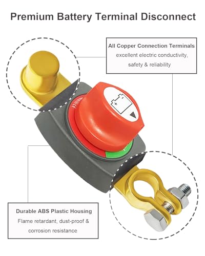 Battery Disconnect Switch Negative, 12V-48V Heavy Duty Top Post - Product Imagery