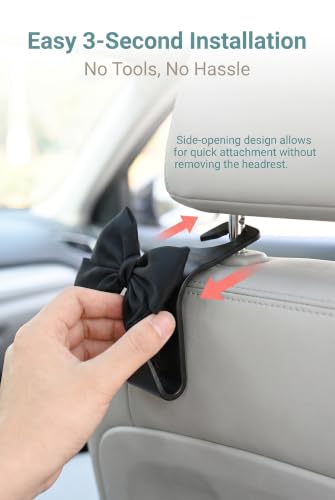 2 PCS Car Headrest Hook with Bow, Rear Car Seat Storage Hook, - Product Imagery