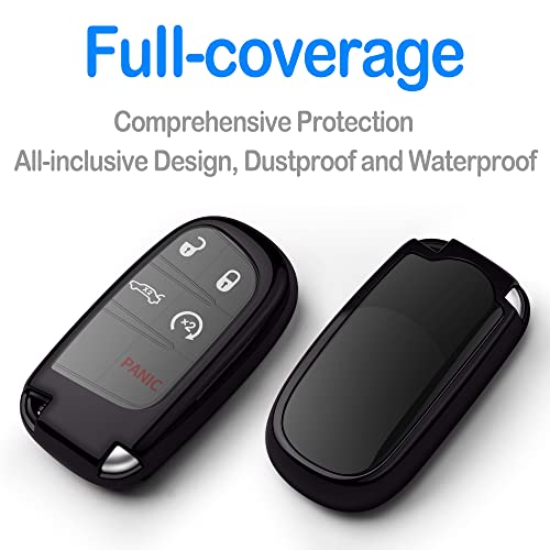 Compatible With Jeep Key Fob Cover With Leather Keychain Soft - Product Imagery