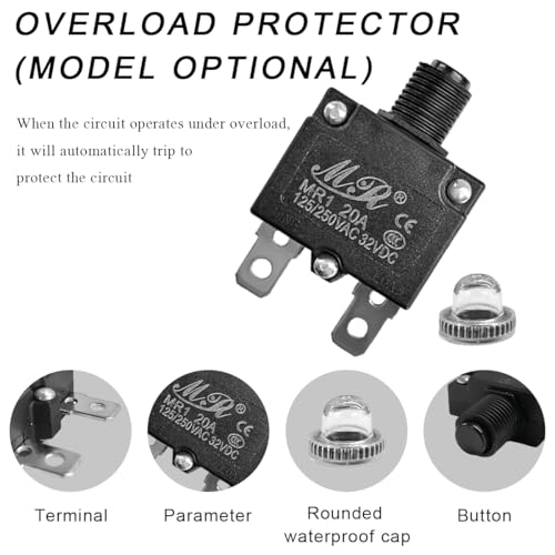 DXNQ 5 PCS Thermal Circuit Breaker, 125/250V AC 32V DC 20A - Product Imagery