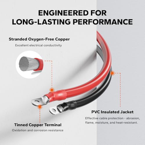 Litime 4AWG Battery Cables Set, 1.5FT 4 Gauge Wire with M8 - Product Imagery