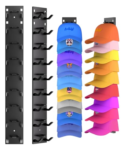 2 Pack Hat Organizer for Baseball Caps, Strong Adhesive Hat Rack - Product Imagery